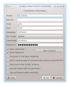 PostGIS Connection Settings