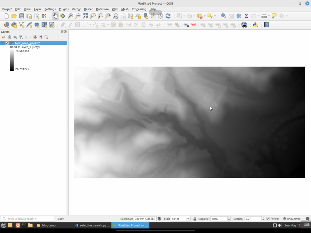 Small LiDAR clip in QGIS